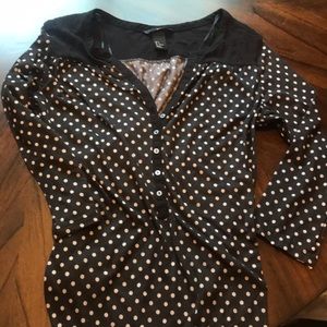H&M pokadot black top